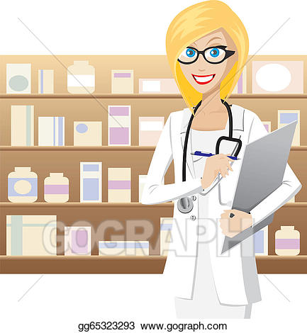 Pharmacist clipart pharmasist. Vector art blonde drawing