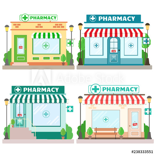 Pharmacy clipart pharmacy store. Facade with a signboard