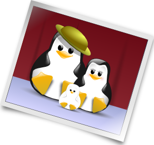 Happy penguins family clip. Photo clipart