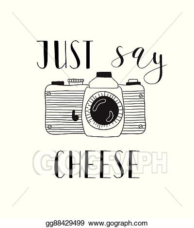Photographer clipart say cheese. Vector illustration photo camera