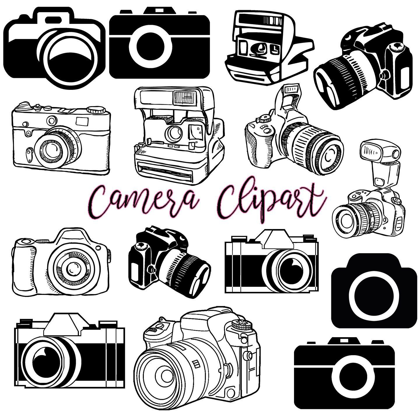 Photography clip art logo. Photographer clipart camera drawing