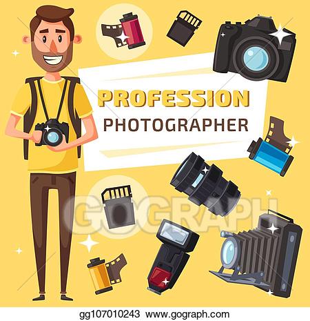 Photographer clipart digital photography. Vector art with photo