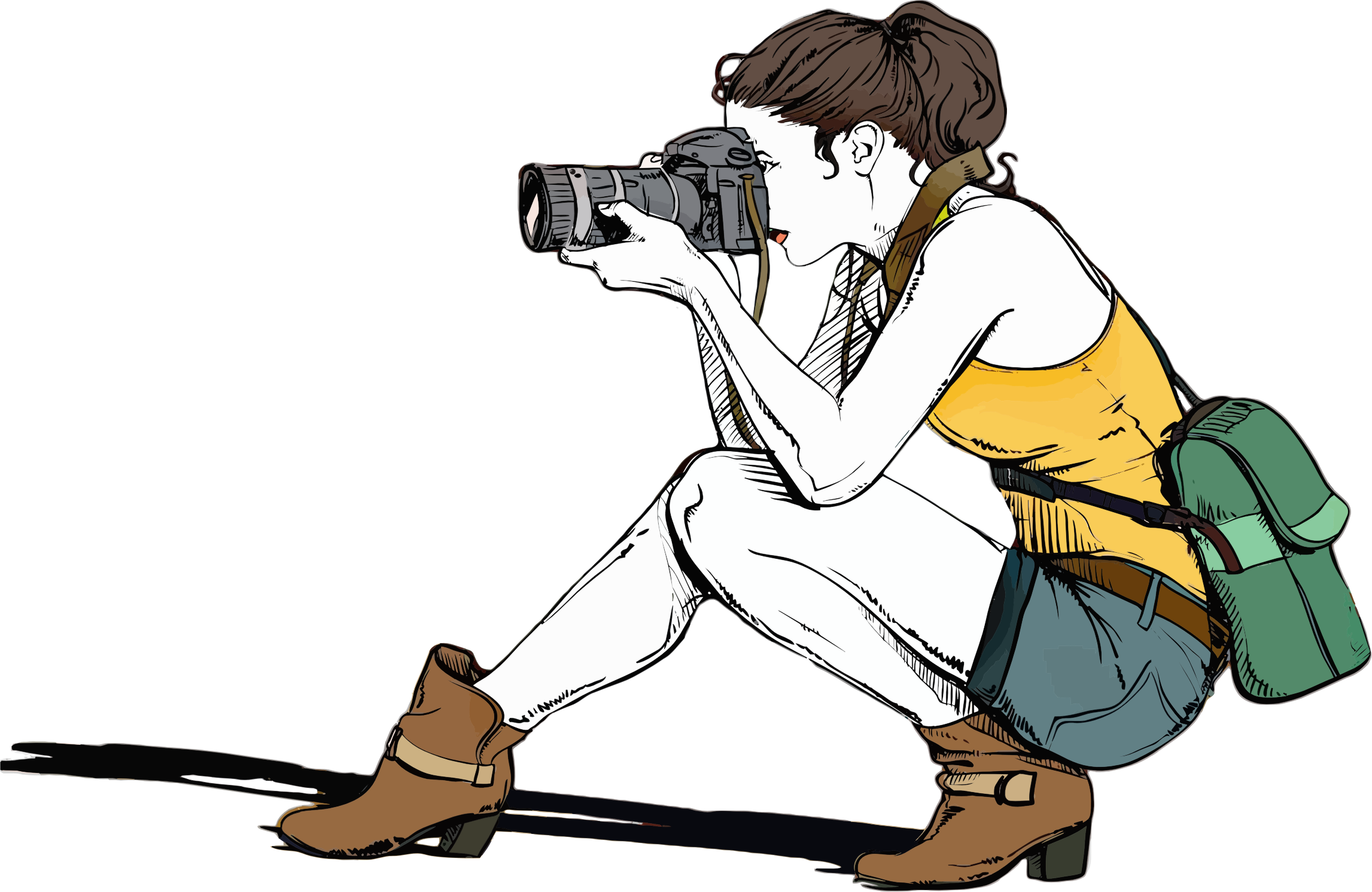 Female kraftireader. Photographer clipart icon