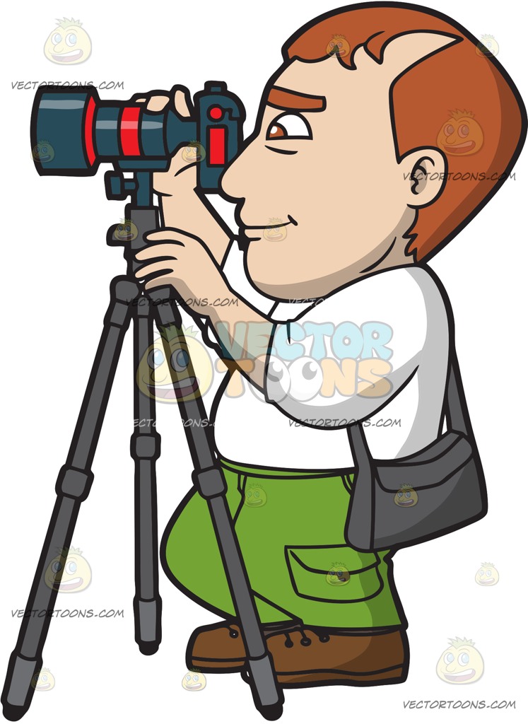 A male using tripod. Photographer clipart take