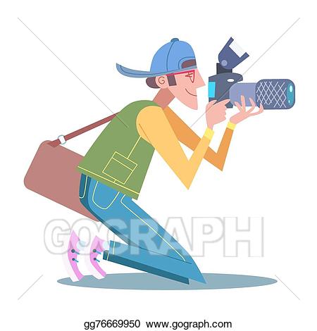 Photographer clipart tourist. Vector journalist is on