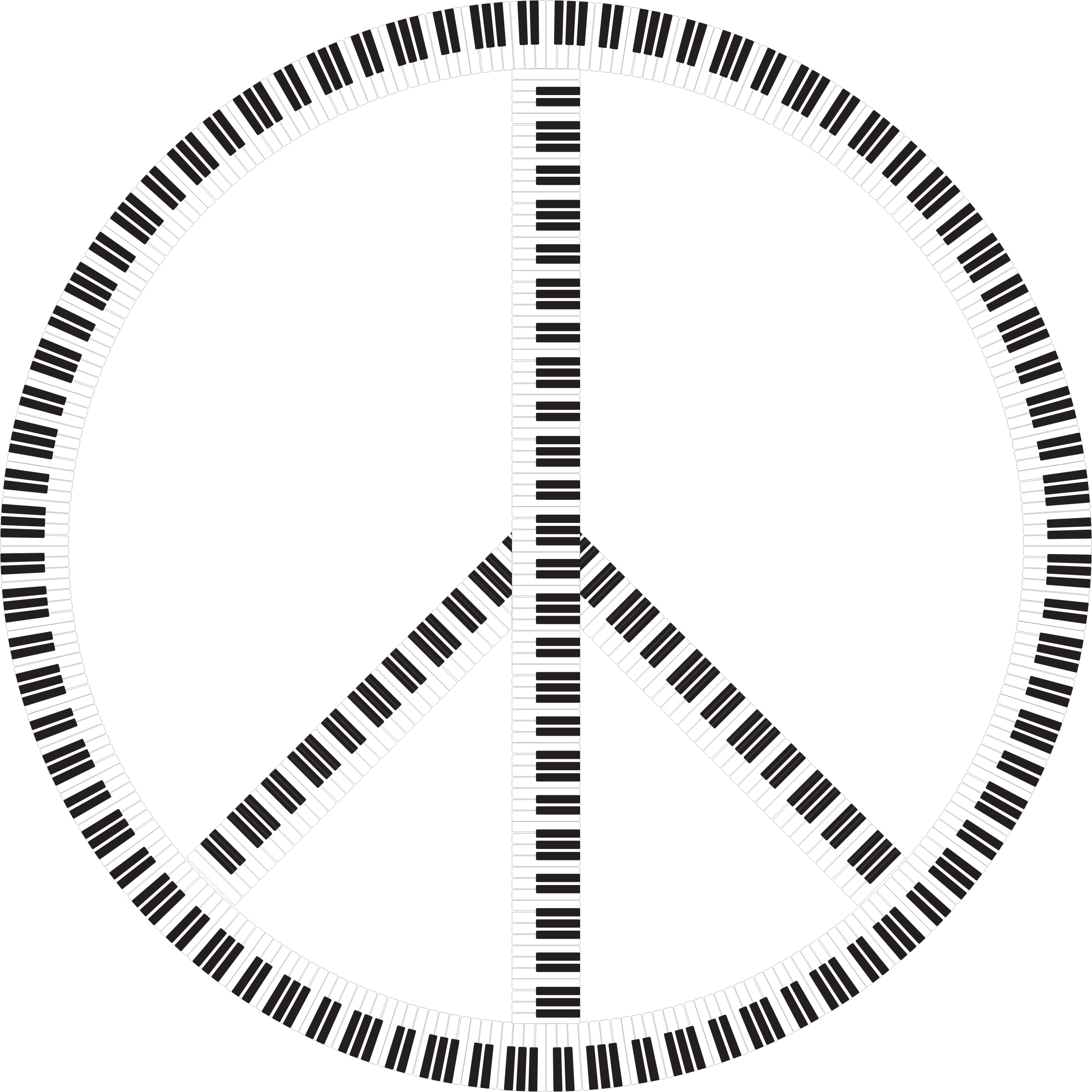Piano clipart abstract. Peace sign keys big