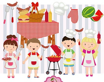 Etsy . Picnic clipart backyard party