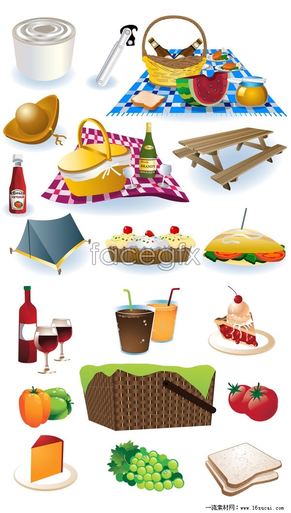 Picnic clipart utensil. Vector food clip art