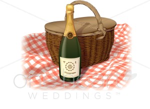 Champagne . Picnic clipart wedding