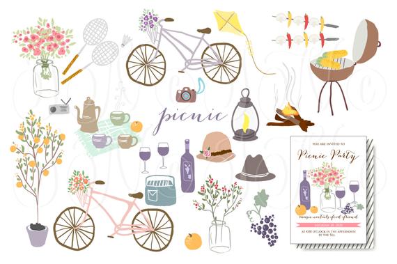 Picnic clipart wedding. Flower rustic clip art