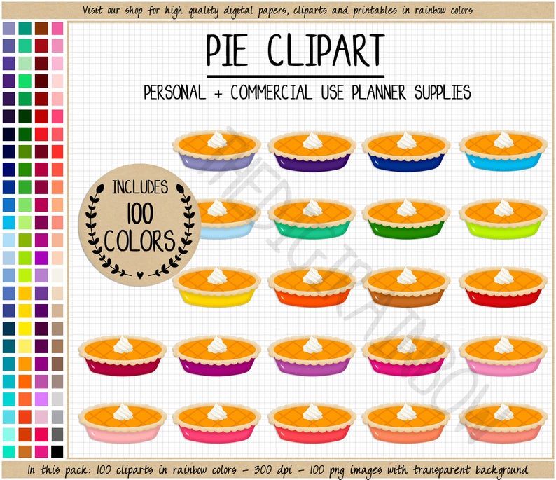 Pie clipart printable. Sale rainbow planner stickers