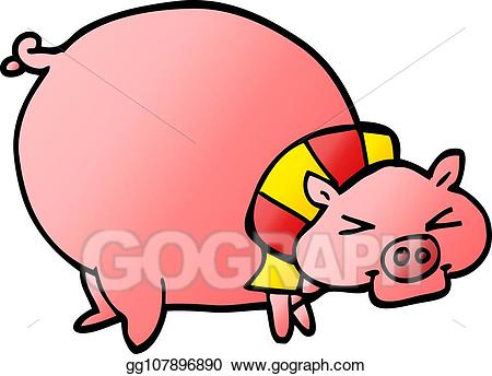 Pig clipart doodle. Vector cartoon fat illustration
