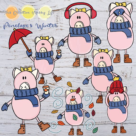 pigs clipart winter