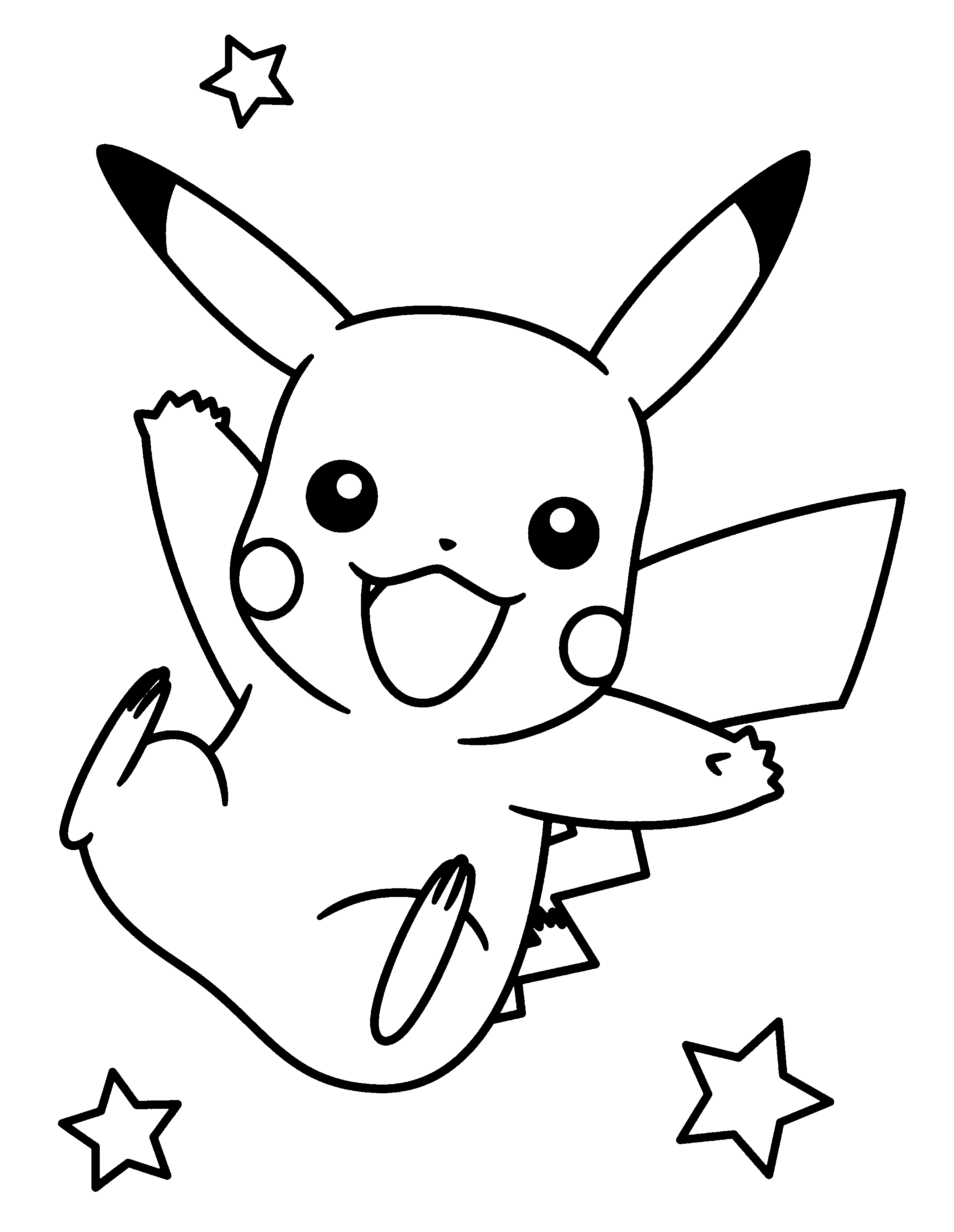 pikachu clipart black and white