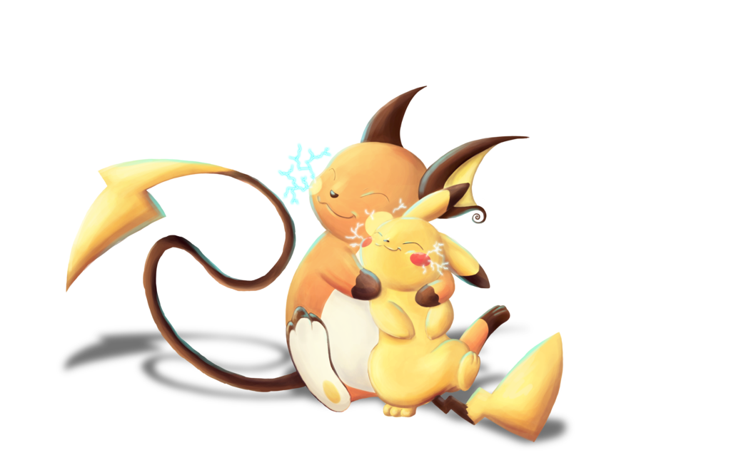 Pikachu clipart figure pokemon. Raichu and hugging by