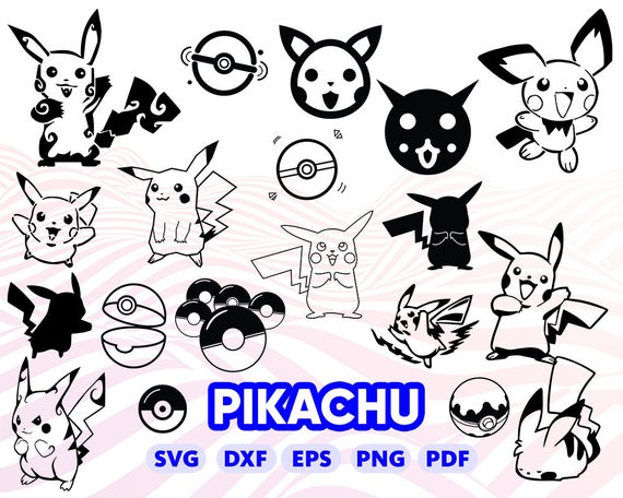 Pikachu clipart silhouette. Svg pokemon vector picachu