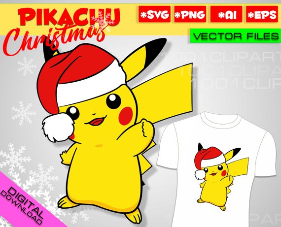 Pokemon clipart christmas. Svg pikachu go 