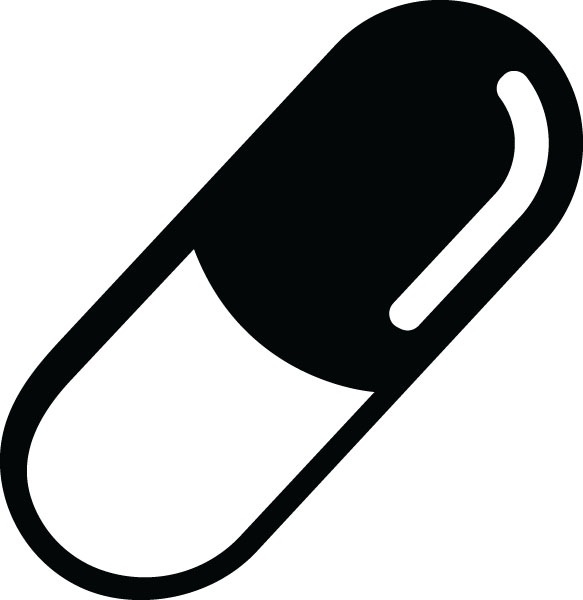Black and white letters. Pill clipart