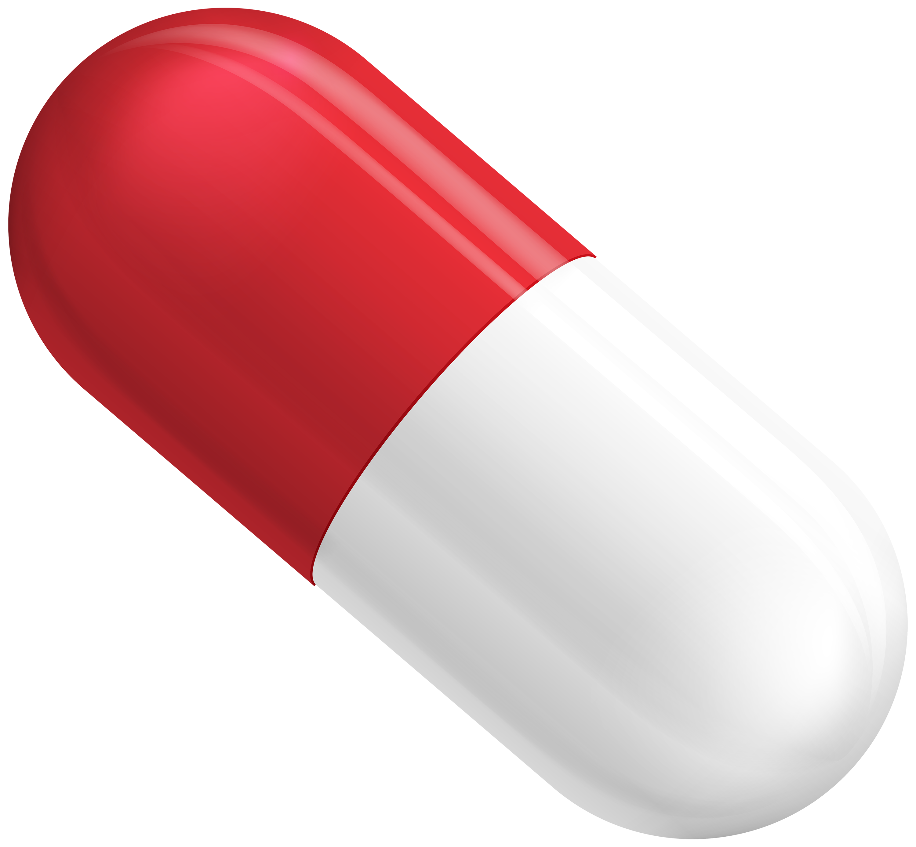 Red and white capsule. Medicine clipart blue pill