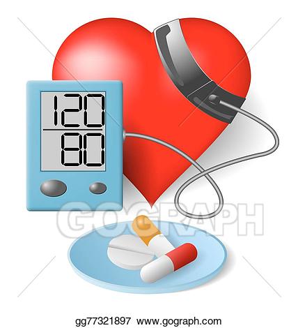 Pills clipart heart. Vector art blood pressure