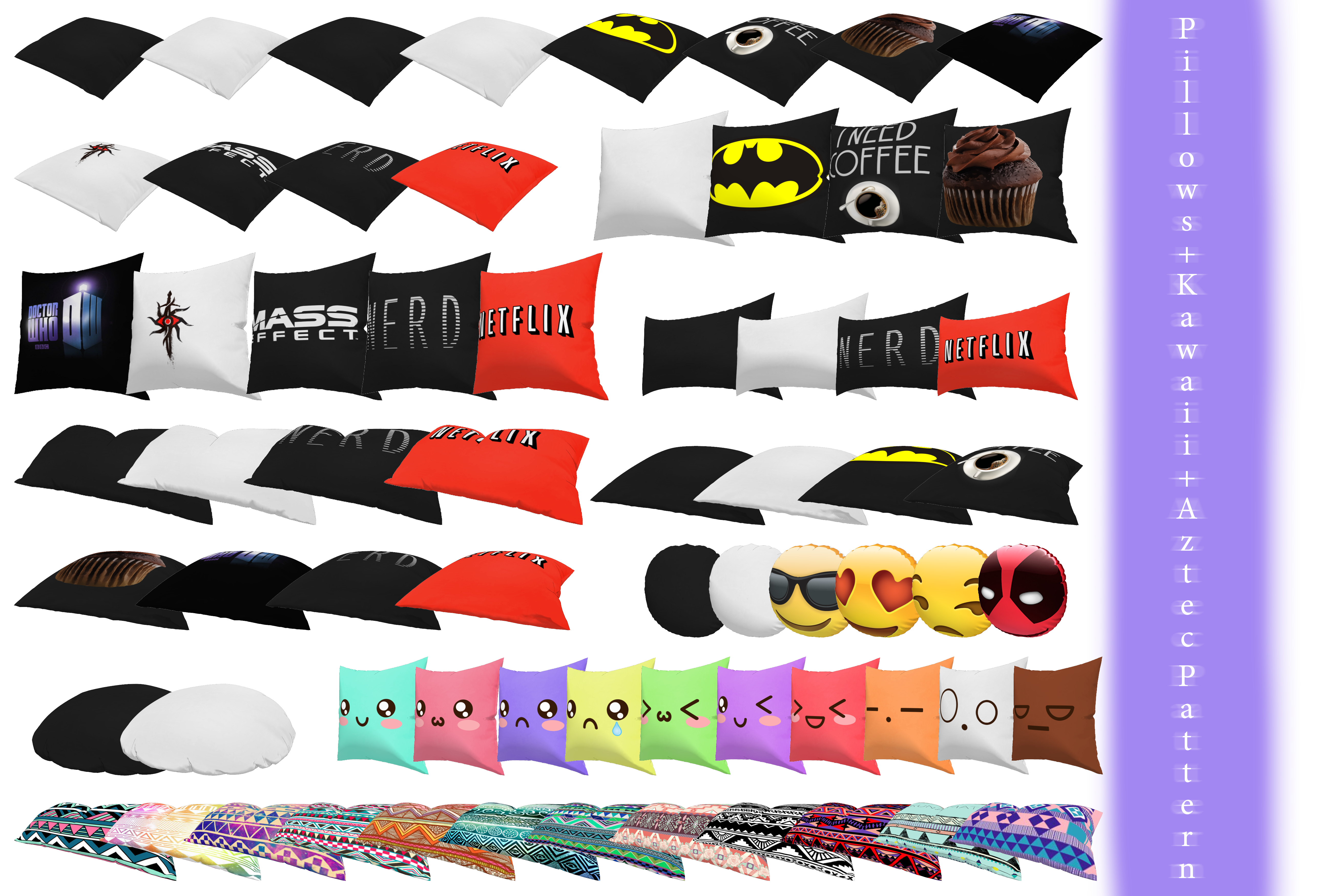 Mmd pillows kawaii aztec. Pillow clipart soft object