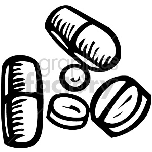 pills clipart black and white