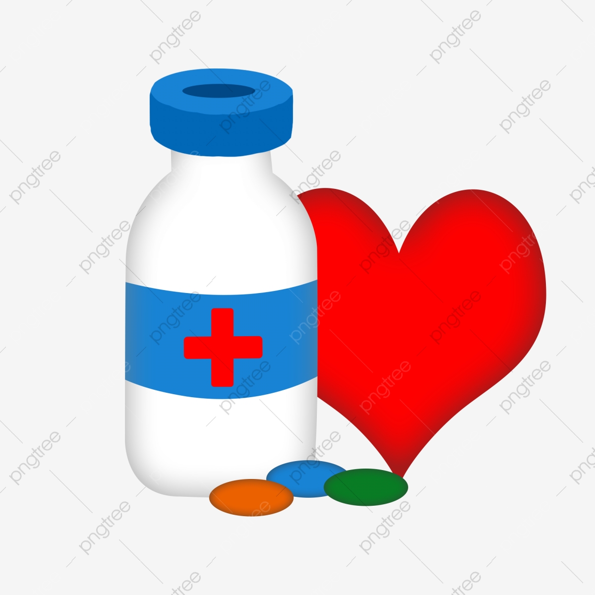 Treatment medicine bottle . Pills clipart heart