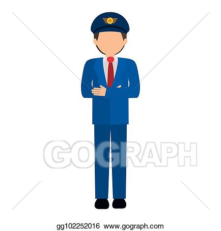 Vector art silhouette front. Pilot clipart captain