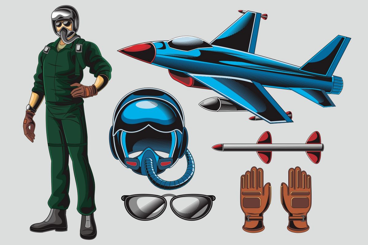 Pilot clipart jet pilot. Fighter vector pack 