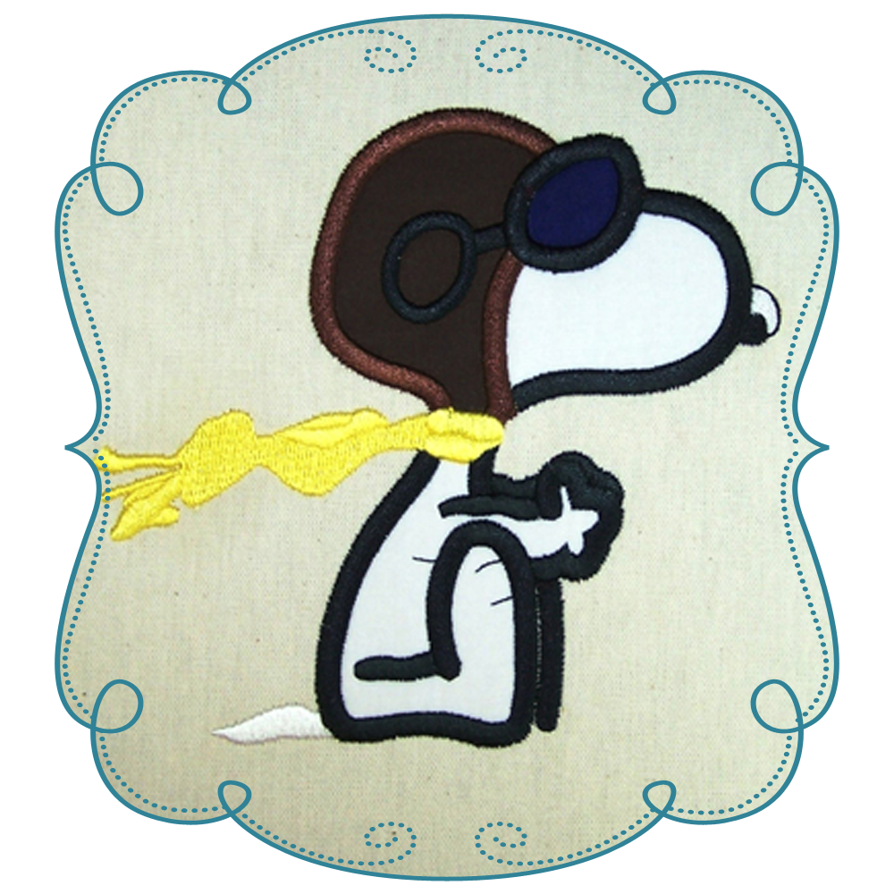 Applique droopy. Pilot clipart snoopy