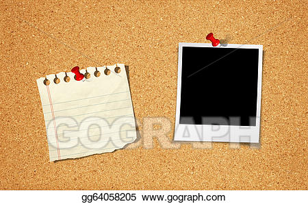 Stock illustration blank photo. Pin clipart cork board