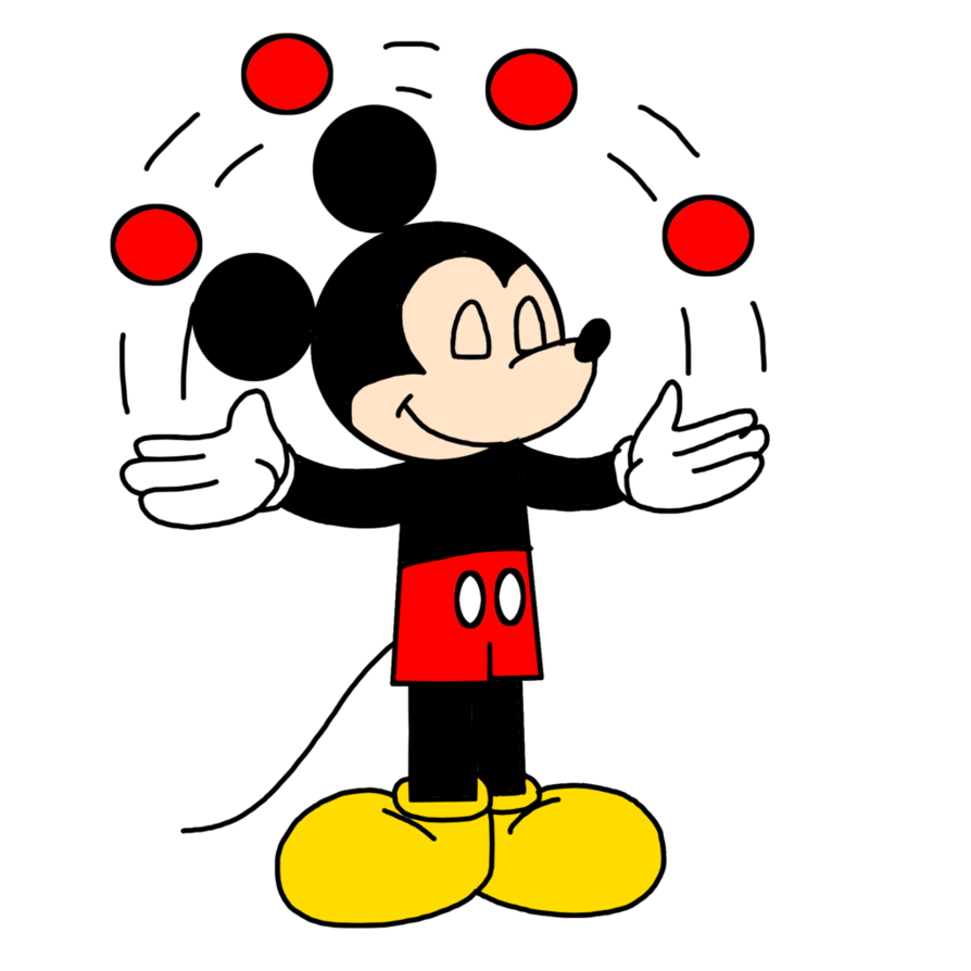 Mickey mouse juggling by. Working clipart juggler