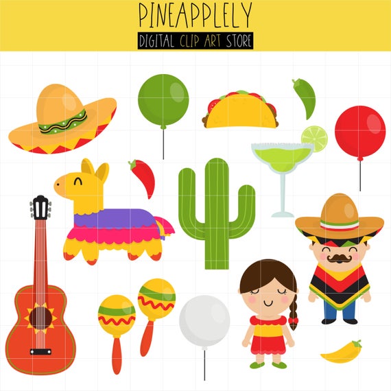 Cinco de mayo holiday. Pinata clipart guitar mexican