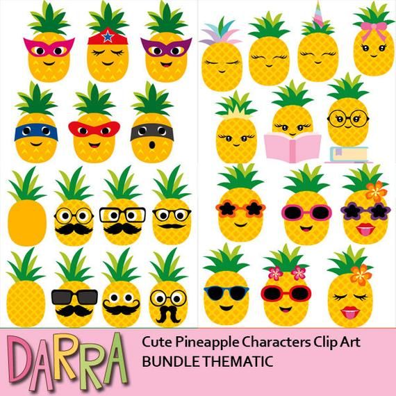 Bundle sale commercial use. Pineapple clipart craft