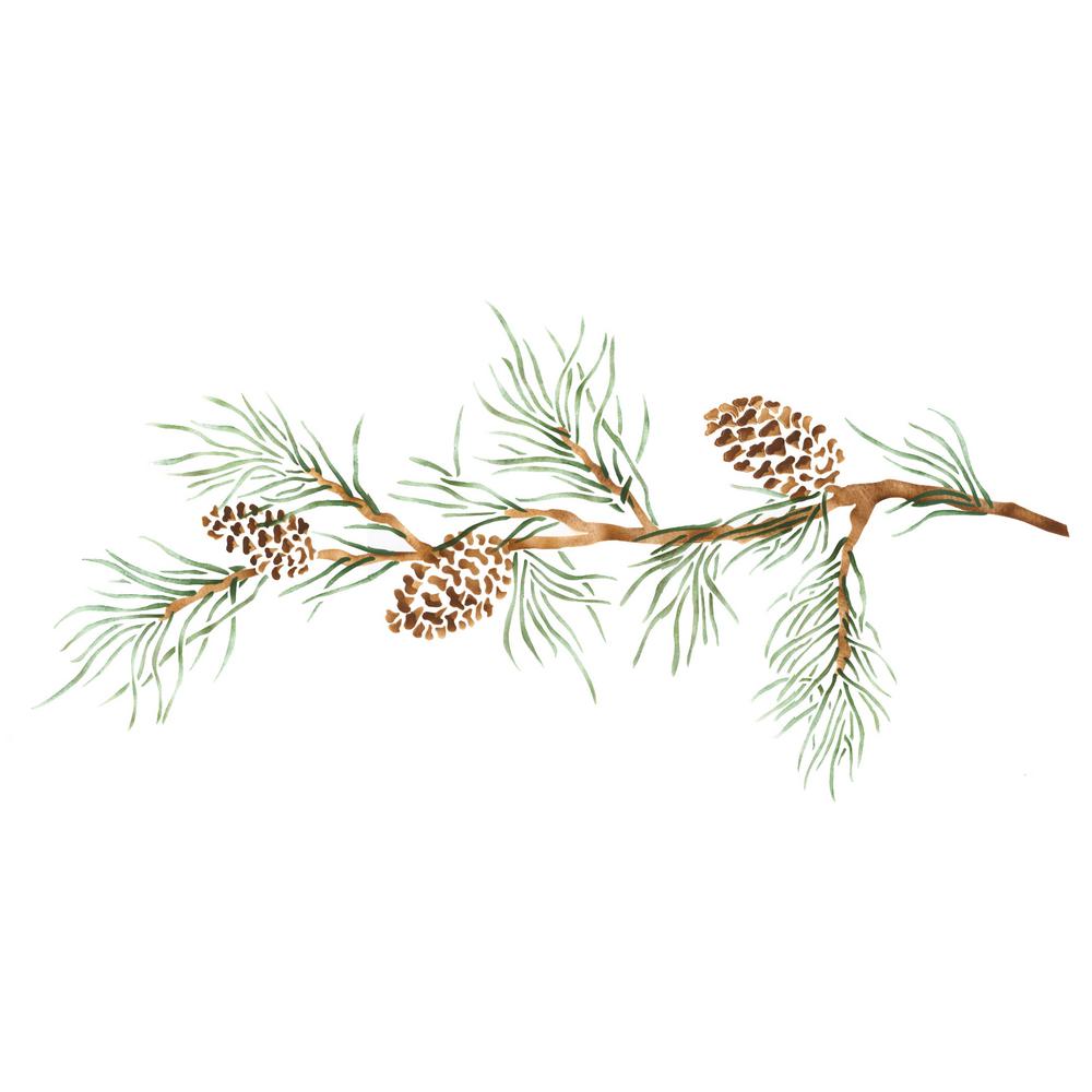Pinecone clipart vine. Designer stencils branch wall