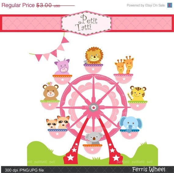 pink clipart ferris wheel