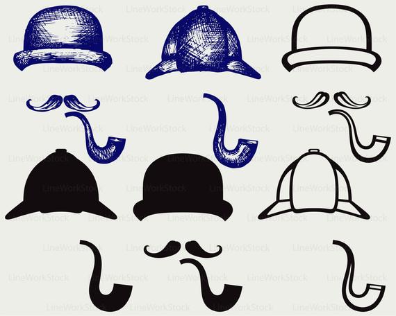 Holmes svg silhouette cricut. Pipe clipart sherlock hat