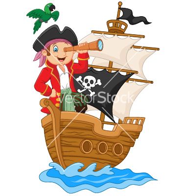 Pirate clipart binoculars. Cartoon little holding vector
