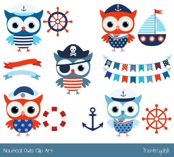 Cute nautical sailor clip. Pirate clipart owl