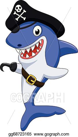 Vector stock cute cartoon. Pirate clipart shark