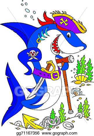 Vector stock illustration gg. Pirate clipart shark