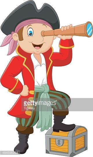 Cartoon pirate looking through. Pirates clipart binoculars