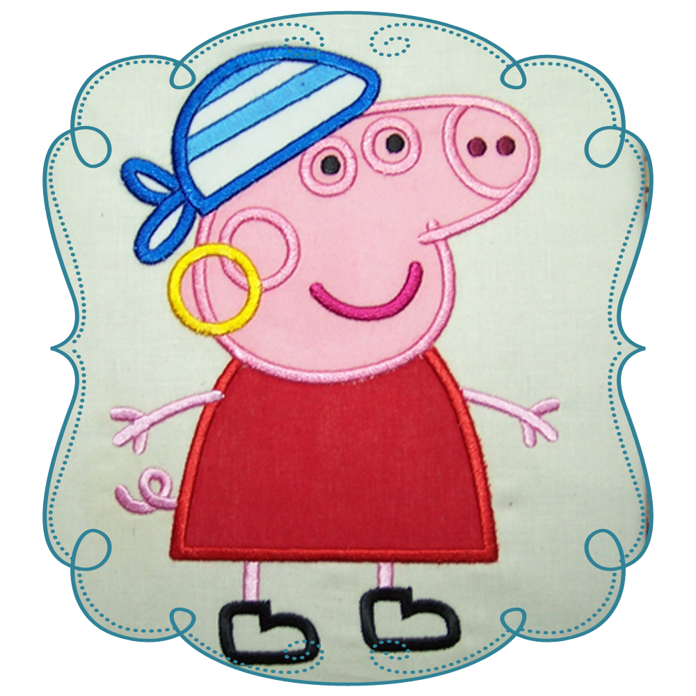 Pirates clipart pig. Pirate peppa applique appliques