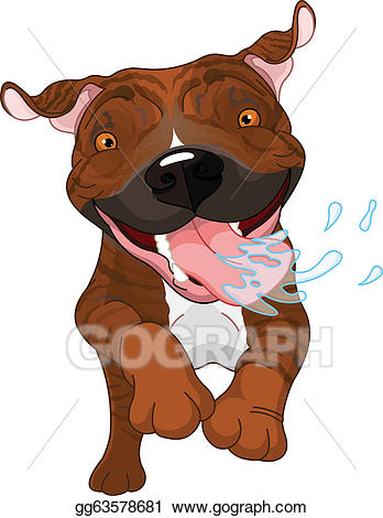 Pitbull clipart brindle pitbull. Vector art excited pit