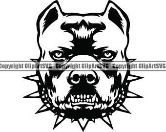 Pitbull clipart spiked collar. Etsy 