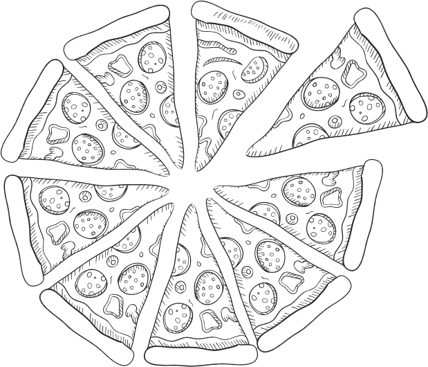 pizza clipart black and white