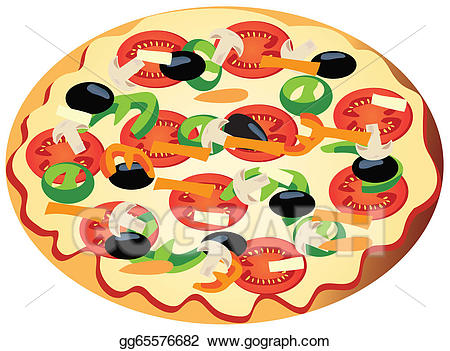 Pizza clipart vegetable pizza. Vector veggie illustration 