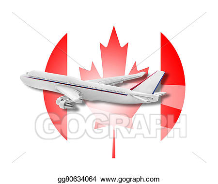 Stock illustration and canada. Plane clipart flag