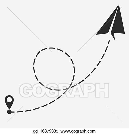 Vector illustration plane with. Trail clipart flight path