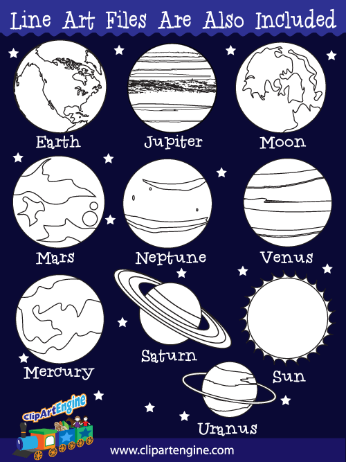 planets clipart line